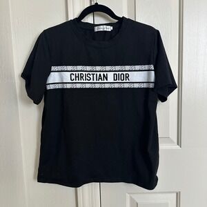 Christian Dior Paris Signature Band Logo T-Shirt - Black/White
